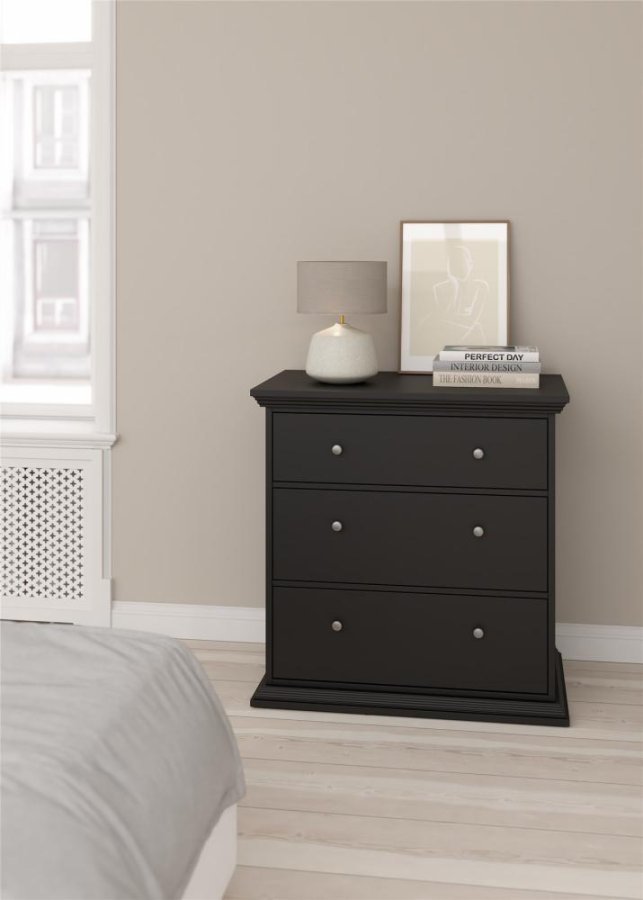 TVILUM North Chest med 3 skuffer, Matt Black, 86,3 x 51,6 x 88,2 cm