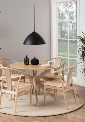 ACT NORDIC Janik spisebordsstol, m. armln - offwhite papirflet og hvidpigmenteret eg