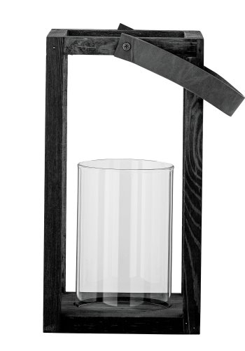 BLOOMINGVILLE Lyra Lanterne m/Glas, Sort, Fyr