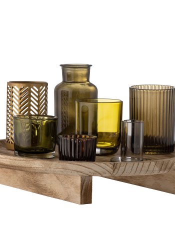 BLOOMINGVILLE Sanga Bakke m/Fyrfadsstage, Natur, Glas, St af 8