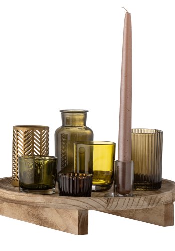 BLOOMINGVILLE Sanga Bakke m/Fyrfadsstage, Natur, Glas, St af 8