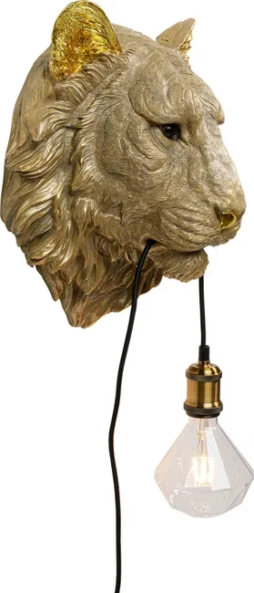 KARE DESIGN Animal Tiger Head vglampe - guld polyresin og aluminium