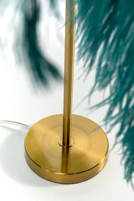 KARE DESIGN Feather Palm bordlampe - grn strudsefjer og messing stl