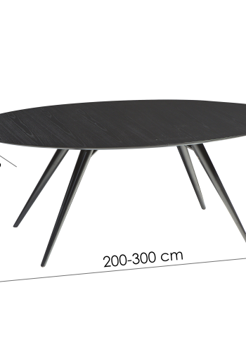 DAN-FORM ECLIPSE Spisebord Bordplade af sortbejdset ask, oval, med udtrk