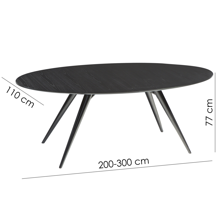 DAN-FORM ECLIPSE Spisebord Bordplade af sortbejdset ask, oval, med udtrk