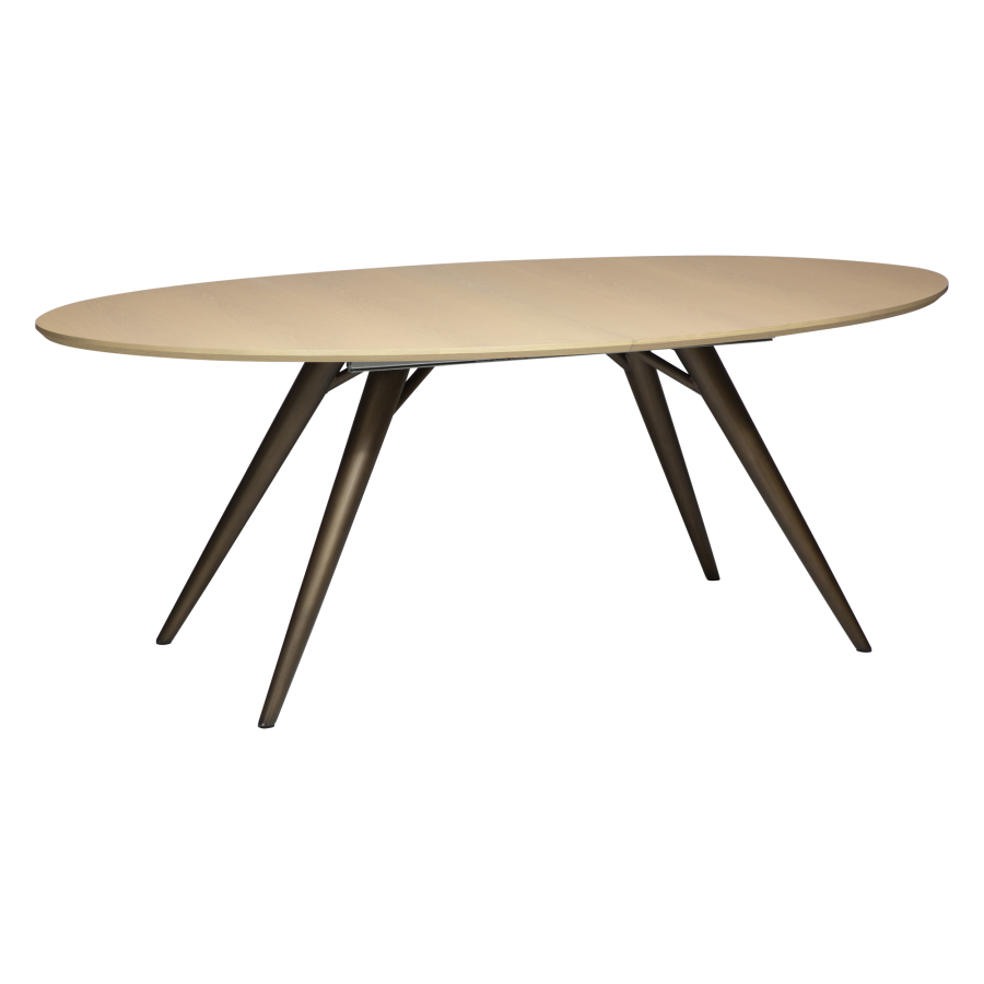 DAN-FORM ECLIPSE Spisebord Bordplade af hvidkalket egefiner, oval, med udtrk