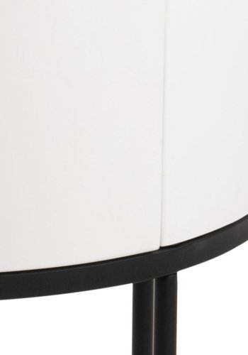 ACT NORDIC Polo natbord, m. 1 skuffe, rund - hvid MDF og sort stl (40)