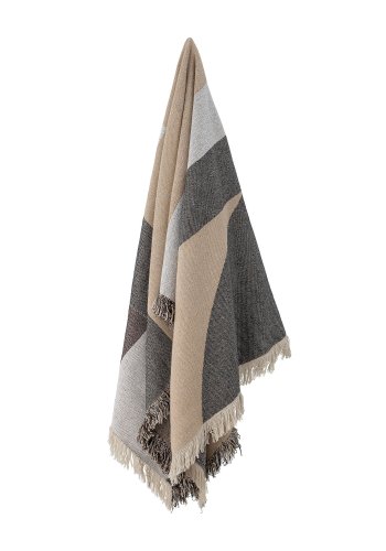 BLOOMINGVILLE Tasja Plaid, Natur, Genanvendt Bomuld W: 125cm, L: 150cm