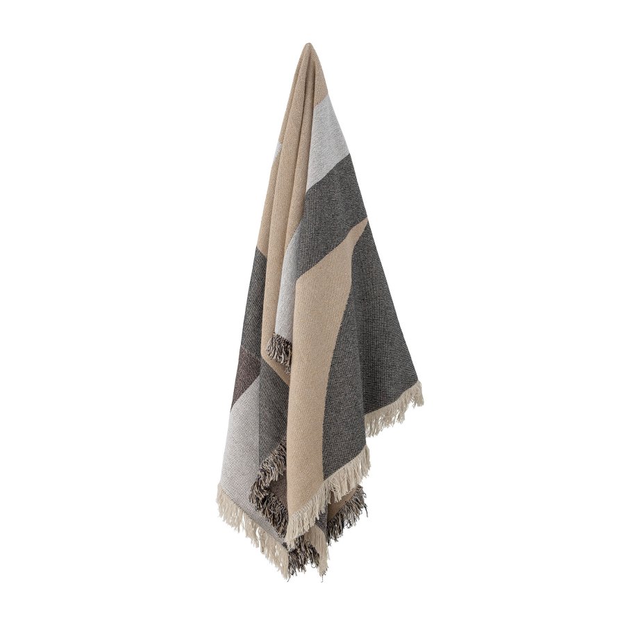 BLOOMINGVILLE Tasja Plaid, Natur, Genanvendt Bomuld W: 125cm, L: 150cm