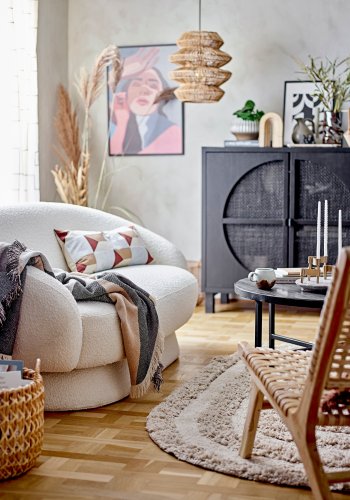 BLOOMINGVILLE Tasja Plaid, Natur, Genanvendt Bomuld W: 125cm, L: 150cm