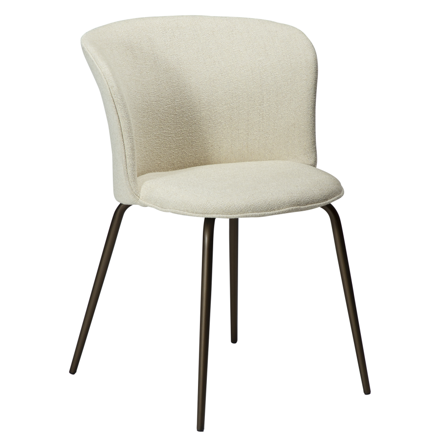 DAN-FORM EDEN Stol Bone hvid bouclé stof m. antikke messing ben