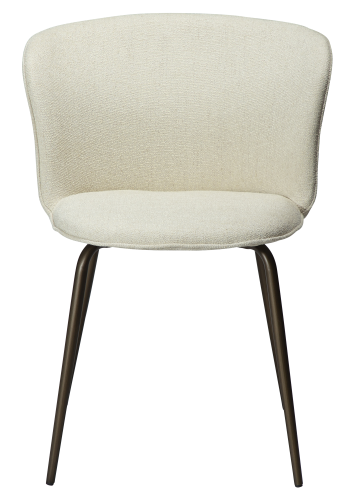 DAN-FORM EDEN Stol Bone hvid bouclé stof m. antikke messing ben