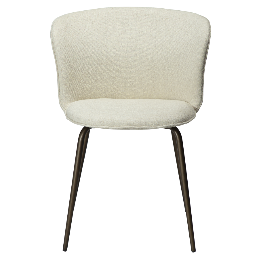 DAN-FORM EDEN Stol Bone hvid bouclé stof m. antikke messing ben