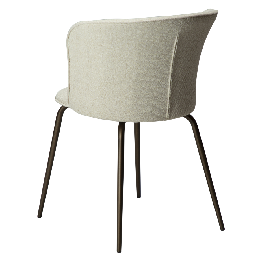 DAN-FORM EDEN Stol Bone hvid bouclé stof m. antikke messing ben