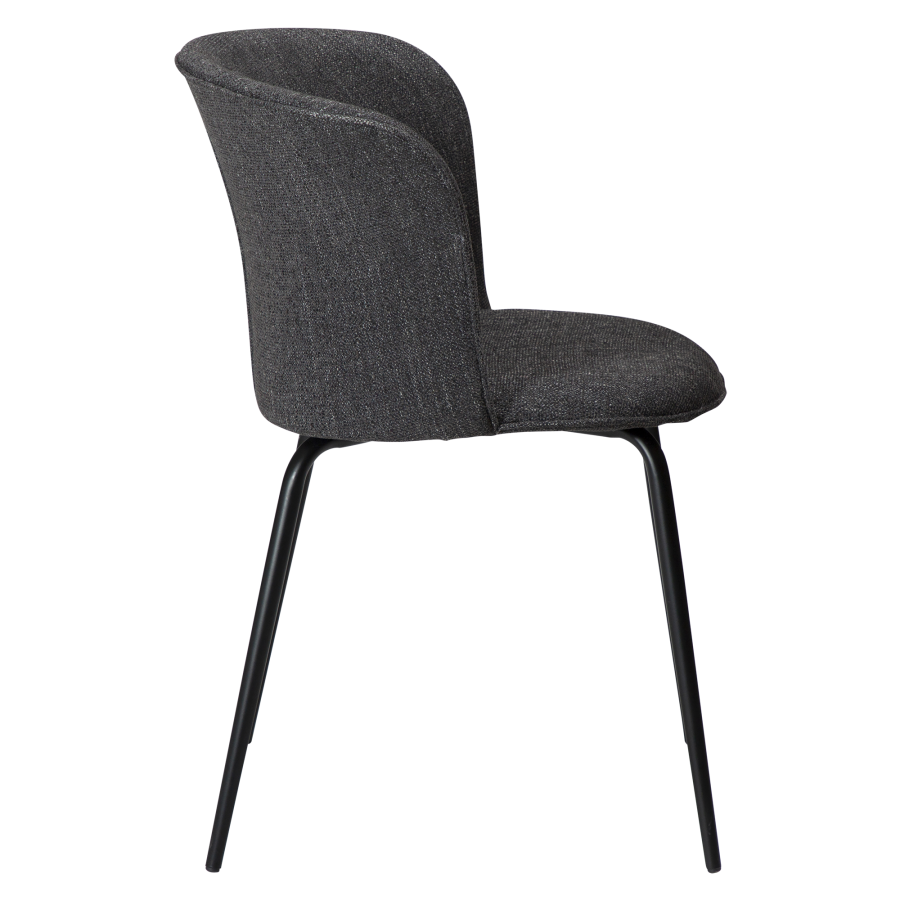 DAN-FORM EDEN Stol Raven sort bouclé stof m. sorte metal ben