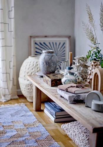 BLOOMINGVILLE Vikka Tppe, Bl, Jute W: 75cm, L: 245cm