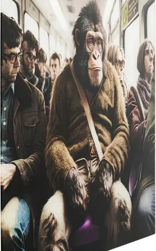 KARE DESIGN Commuter Monkey glasbillede, kvadratisk - multifarvet lamineret glas (60x60)