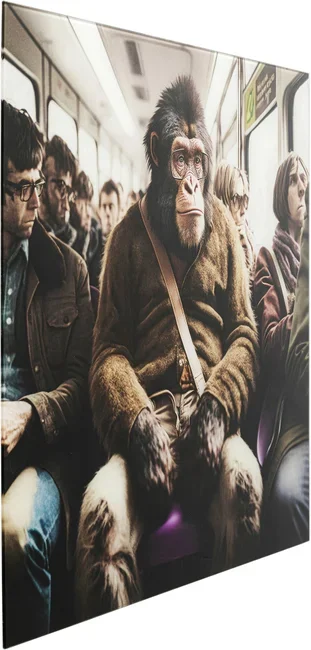 KARE DESIGN Commuter Monkey glasbillede, kvadratisk - multifarvet lamineret glas (60x60)