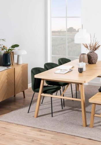 ACT NORDIC Galway bench veneer herringbone Tr (massiv egetr), lacquered, base Tr (massiv egetr) lacquered L:200 W:36 H:45 cm