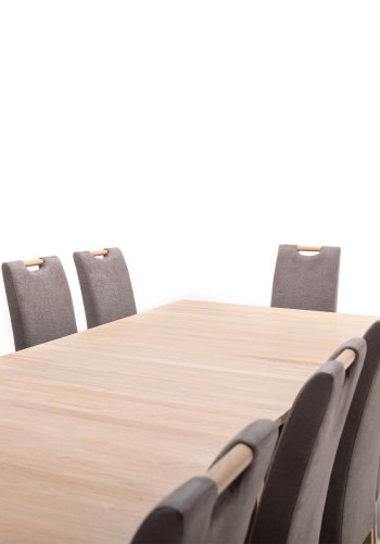 NocNoi Flynder spisebordsstol - taupe/natur stof/egetr
