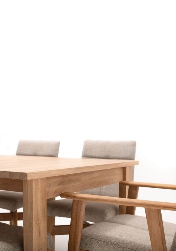 NocNoi Ven spisebordsstol med armln, stof og massivt egetr