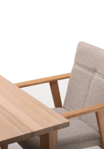 NocNoi Ven spisebordsstol med armln, stof og massivt egetr