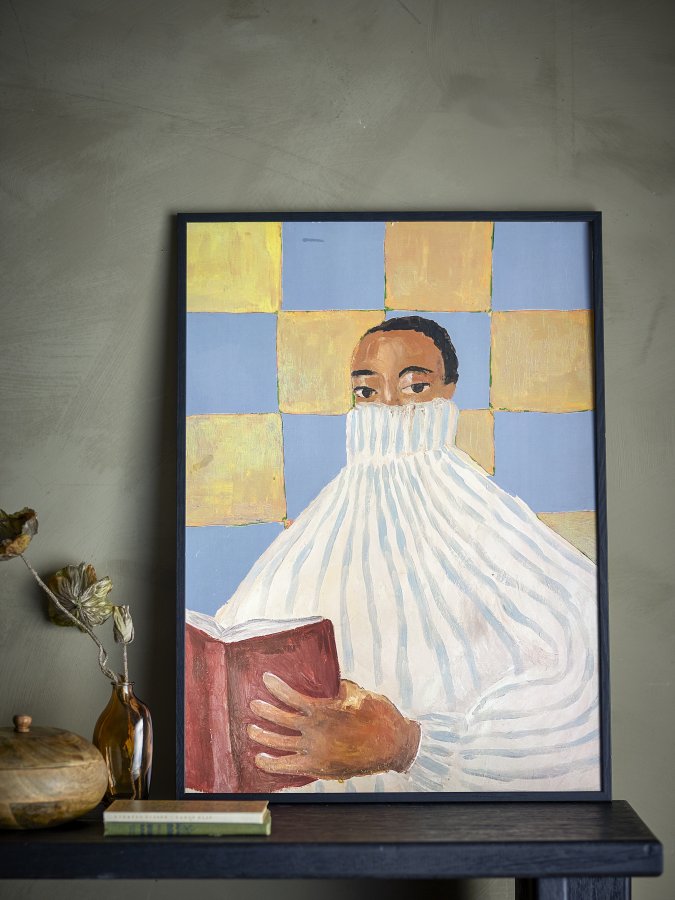 BLOOMINGVILLE Filicia Illustration med ramme, Sort, Fyr