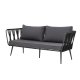 BLOOMINGVILLE Pavone havesofa, m. armln og mrkegr puder - sort polyesterreb og sort metal