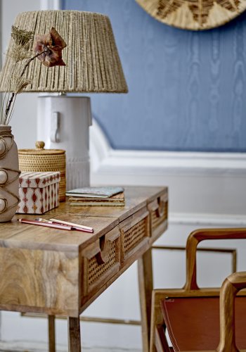 BLOOMINGVILLE Rama bordlampe - jute og hvid stentj