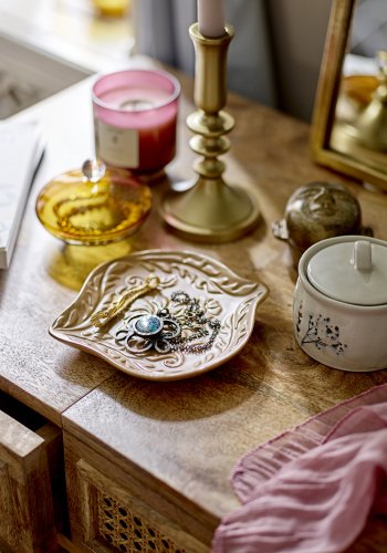 BLOOMINGVILLE Perth makeup bord, m. spejl og 2 skuffer - natur mangetr (102x45)