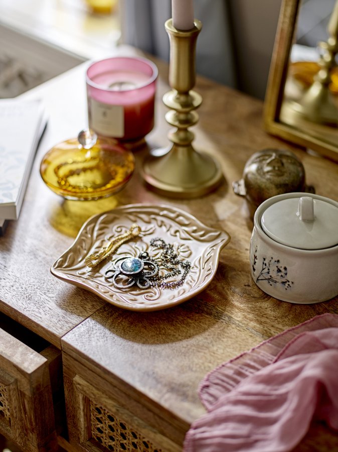 BLOOMINGVILLE Perth makeup bord, m. spejl og 2 skuffer - natur mangetr (102x45)