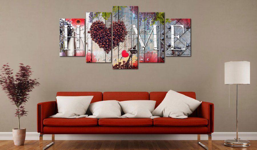 ARTGEIST billede i kork, 5-delt - Coffee heart Home - Flere strrelser
