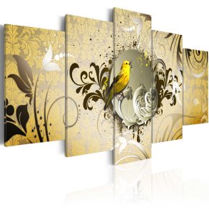 ARTGEIST billede i kork, 5-delt - Yellow bird singing - Flere strrelser