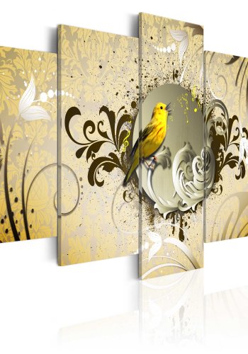 ARTGEIST billede i kork, 5-delt - Yellow bird singing - Flere strrelser