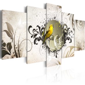 ARTGEIST billede p kork, 5-delt - Yellow bird - Flere strrelser
