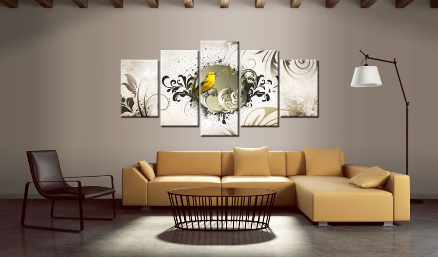 ARTGEIST billede p kork, 5-delt - Yellow bird - Flere strrelser