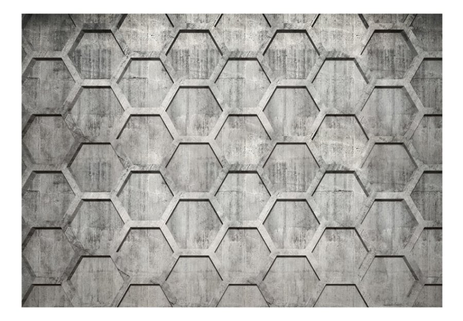 ARTGEIST - Fototapet med honningtavle-mnster i beton look - Flere strrelser