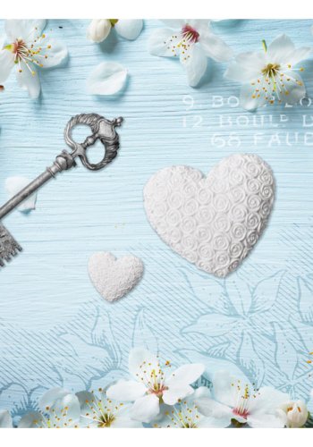 ARTGEIST - Fototapet med ngle, blomster, hjerter og latin tekst - Flere strrelser