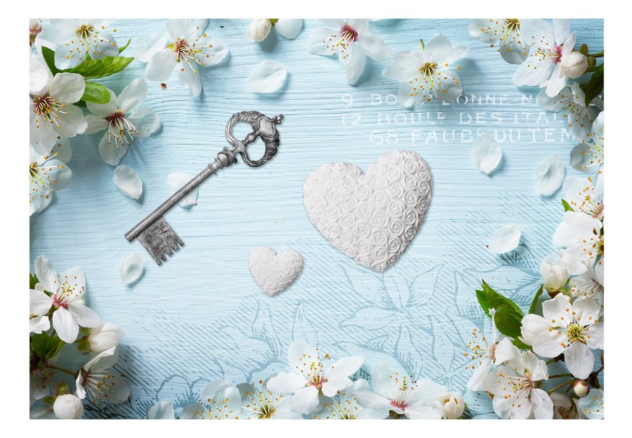 ARTGEIST - Fototapet med ngle, blomster, hjerter og latin tekst - Flere strrelser