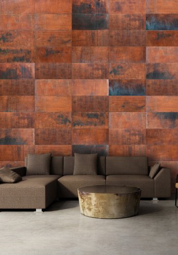 ARTGEIST - Fototapet af rustfarvede fliser - Flere strrelser