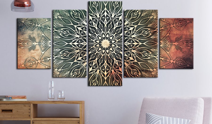 ARTGEIST 5-delt billede - Center Wide Green - Flere strrelser