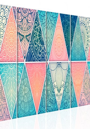 ARTGEIST 5-delt billede - Orientalske trekanter med blomster - Flere strrelser