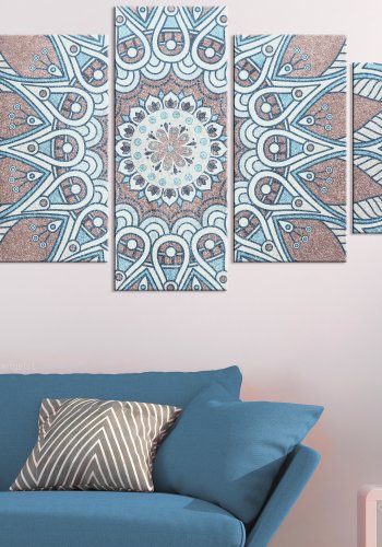 ARTGEIST - Billede i mosaik design og rolige nuancer trykt p lrred, 5-delt - Flere strrelser