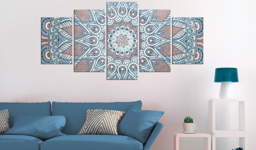 ARTGEIST - Billede i mosaik design og rolige nuancer trykt p lrred, 5-delt - Flere strrelser