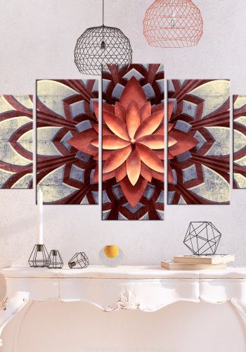 ARTGEIST - Zen billede med motiv af blomst i kobber nuancer, 5-delt - Flere strrelser