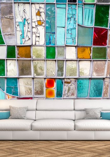 ARTGEIST Fototapet - Sapphire Stained Glass, smadret farverigt glas (flere strrelser)