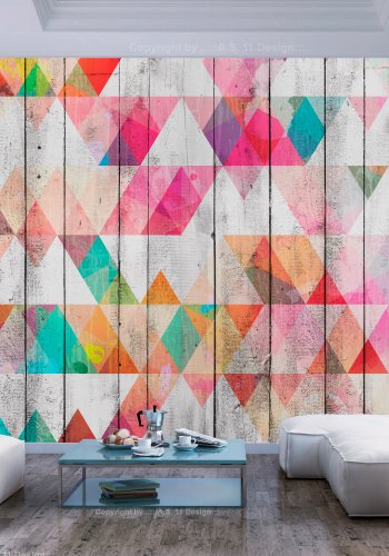 ARTGEIST Fototapet - Rainbow Triangles, trekanter i regnbuens farver (flere strrelser)