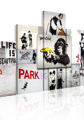 ARTGEIST billede trykt p lrred - Street Crimes: Banksy Art, 5-delt - Flere strrelser