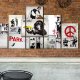 ARTGEIST billede trykt p lrred - Street Crimes: Banksy Art, 5-delt - Flere strrelser