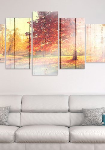 ARTGEIST billede trykt p lrred - Efterrssolen, 5-delt - Flere strrelser